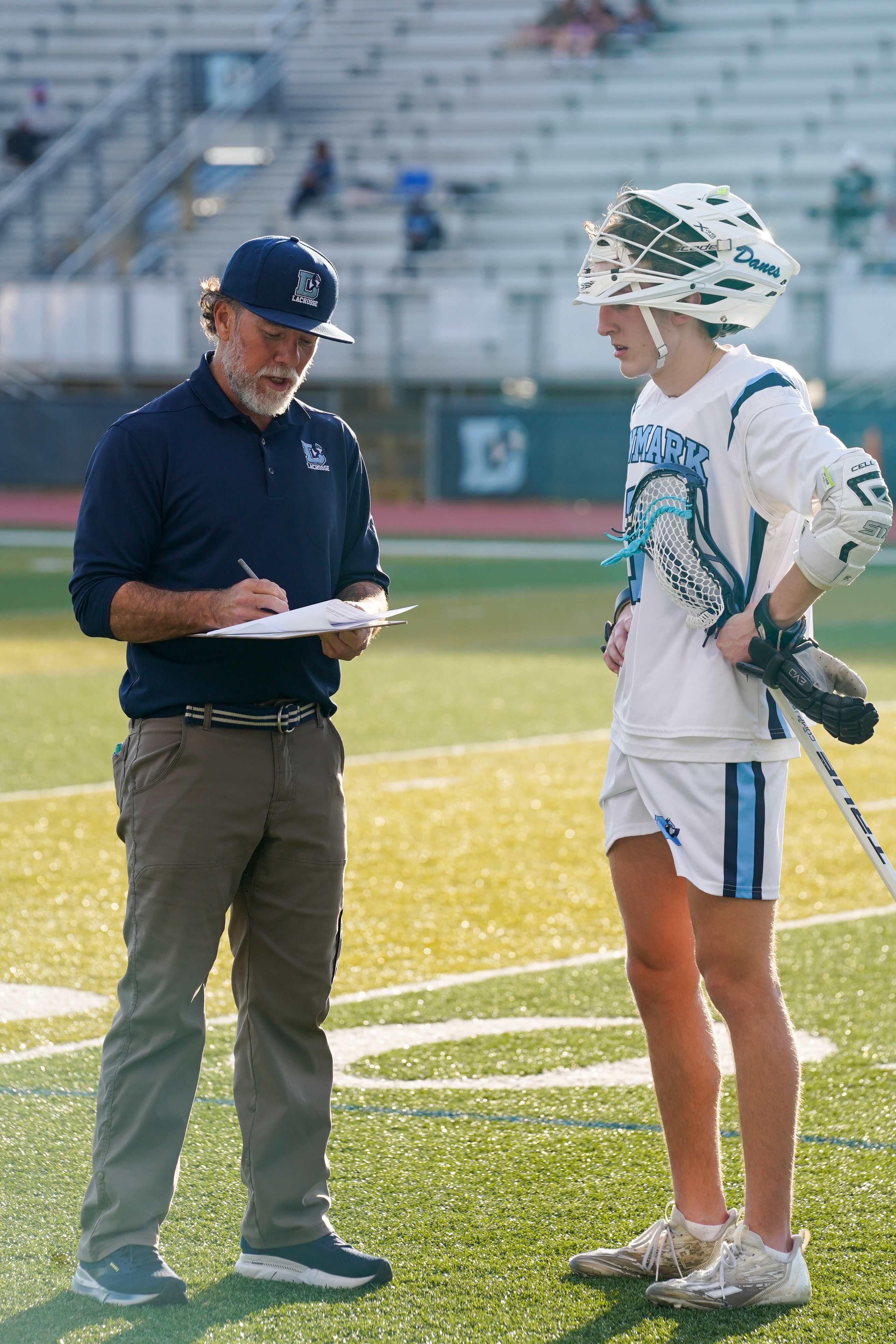 Coach working with player